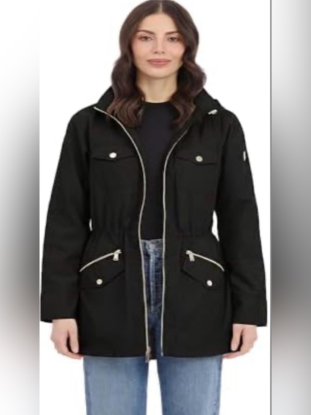 Michael Kors Black Hooded Utility Anorak Jacket